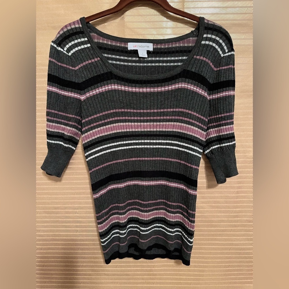 LIZ CLAIBORNE~ SWEATER/ BLOUSE/STRIPES~ SM